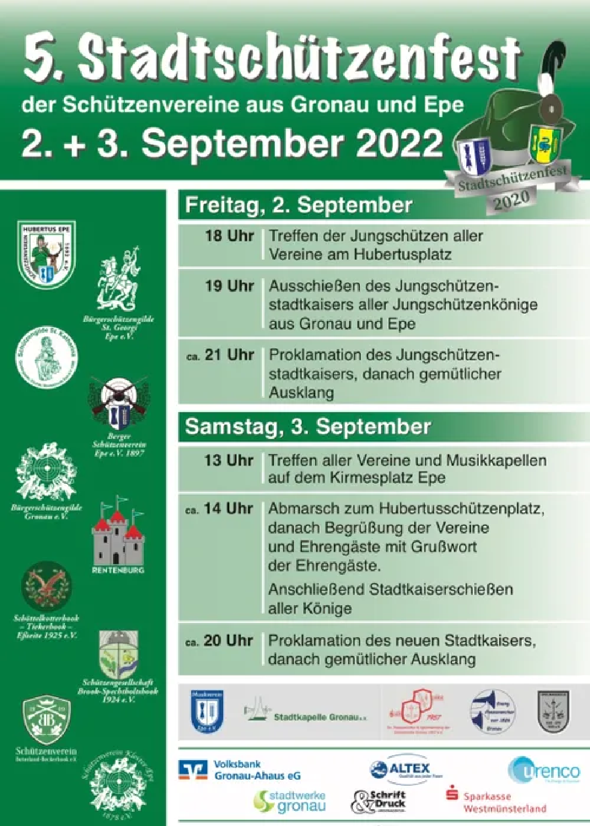 Plakat zum Stadtschützenfest 2022